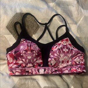 Champion Black and Pink Floral Sports Bra